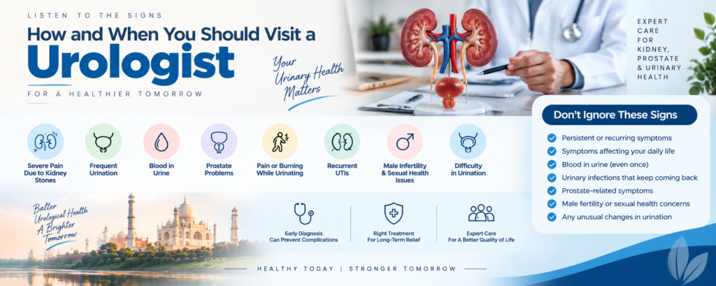 When to visit a urologist for kidney stone pain, frequent urination, blood in urine, prostate problems and recurrent UTIs